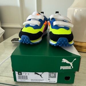 Puma Kids' Blue and Yellow Sneakers